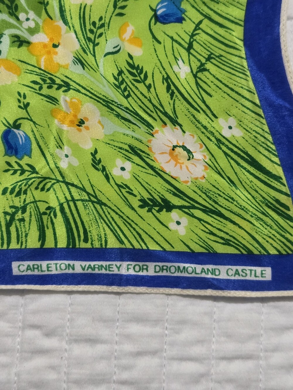 Silk Floral Green Scarf - Unbranded View 6